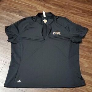 adidas Black ASU Quarter Zip Short Sleeve Tee